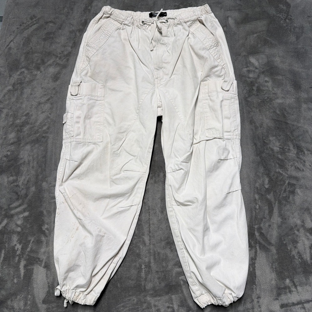 Jaded London Parachute Pants Womens Medium White Cargo Baggy Streetwear Gorpcore